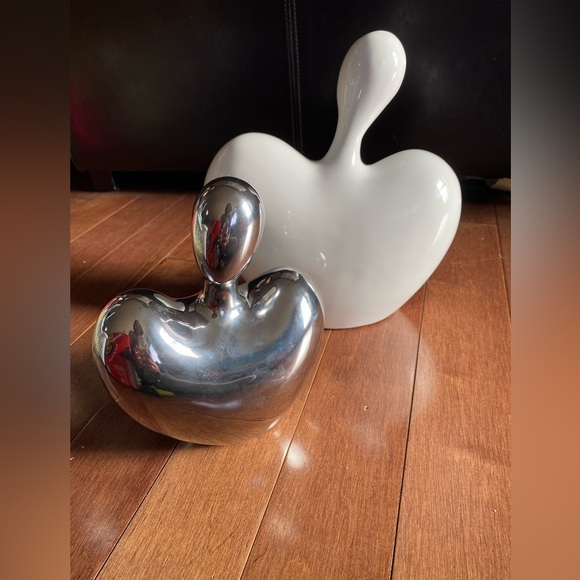 Hugging Couple Ceramic Sculpture,Silver Home Decor,Passionate Love Statue - Picture 7 of 8